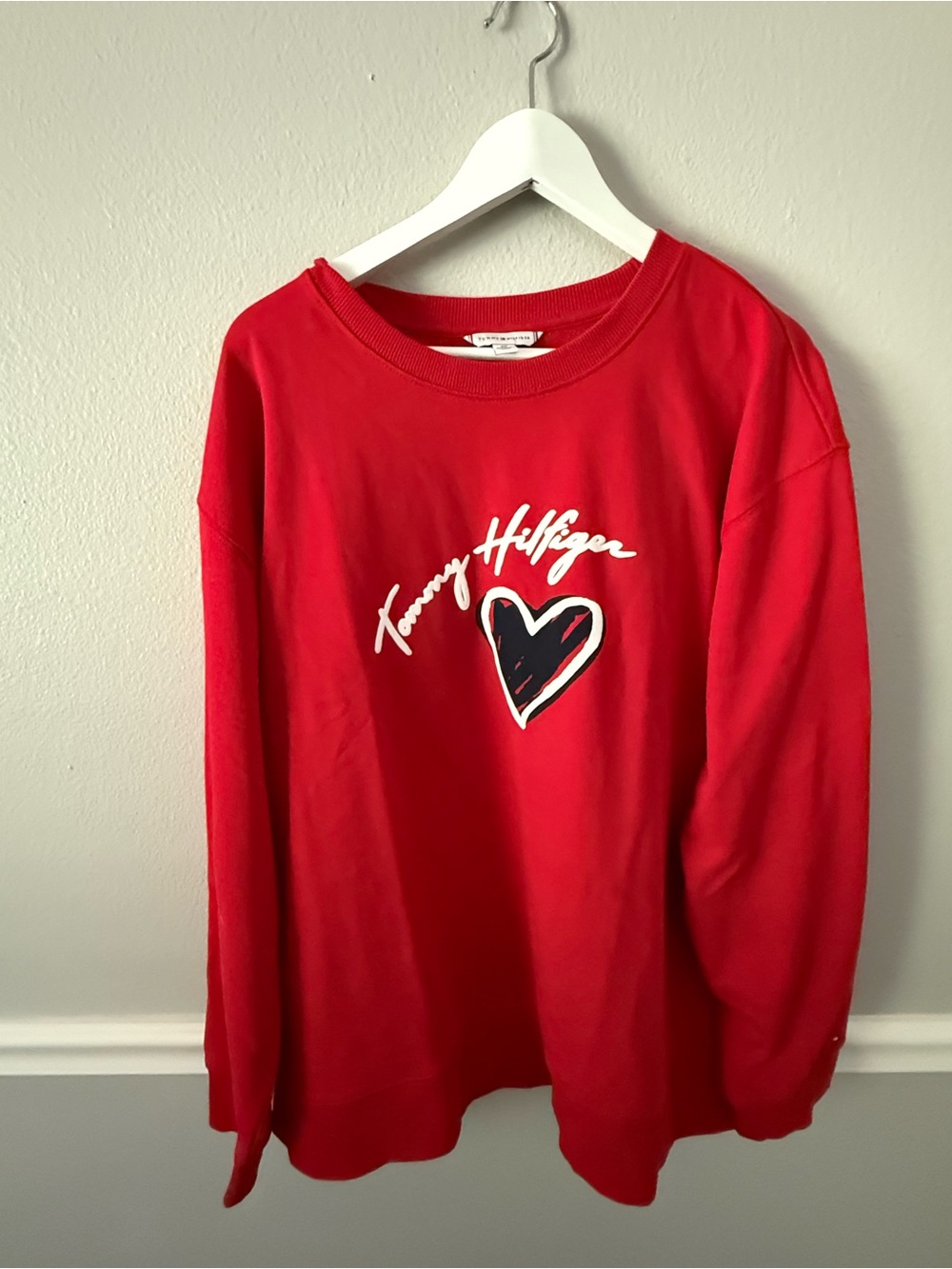 Tommy Hilfiger Red Crewneck Pullover with White Logo